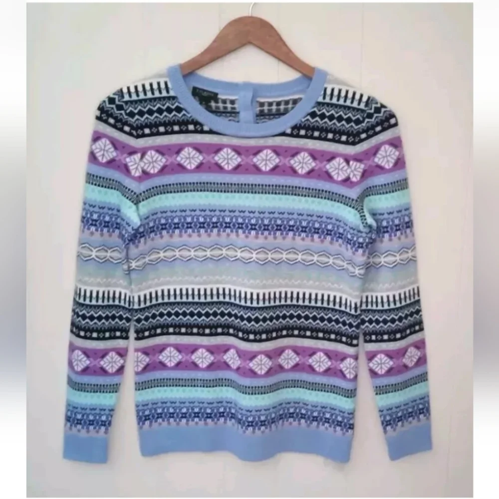 New TALBOTS Petites Womens Size P Lambswool Blend Fair Isle Sweater - Picture 3 of 7